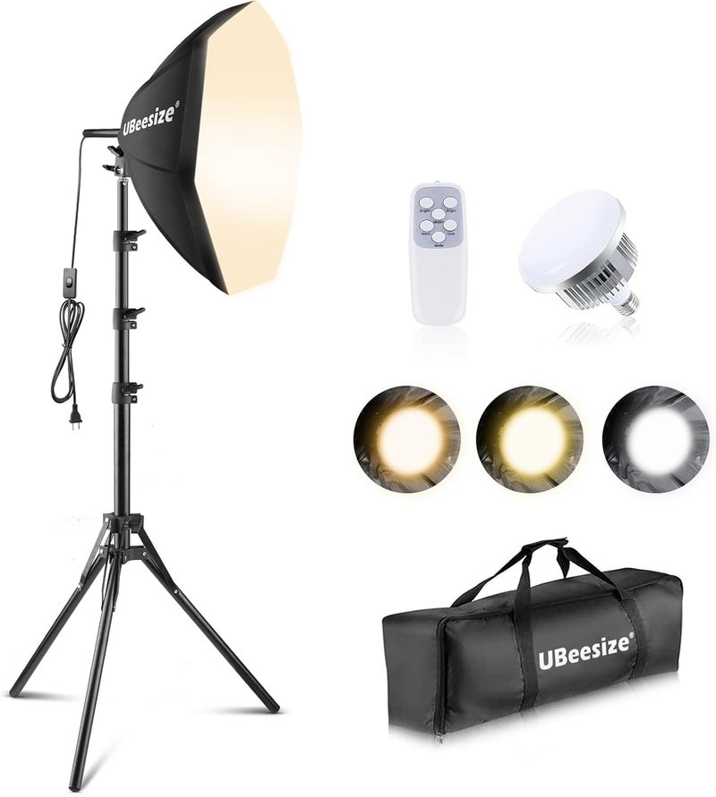 UBeesize Softbox Photography Lighting Kit, 20'' x 20'' Professional Softbox Lighting Kit with 85W 3000-7500K LED Bulbs, Studio Lights for Photography/Live Streaming/Video Recording - Image 1
